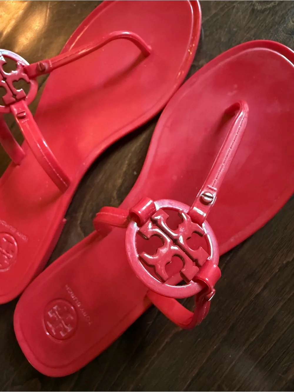 Tory Burch Bright Red Jelly Miller Thong Sandals